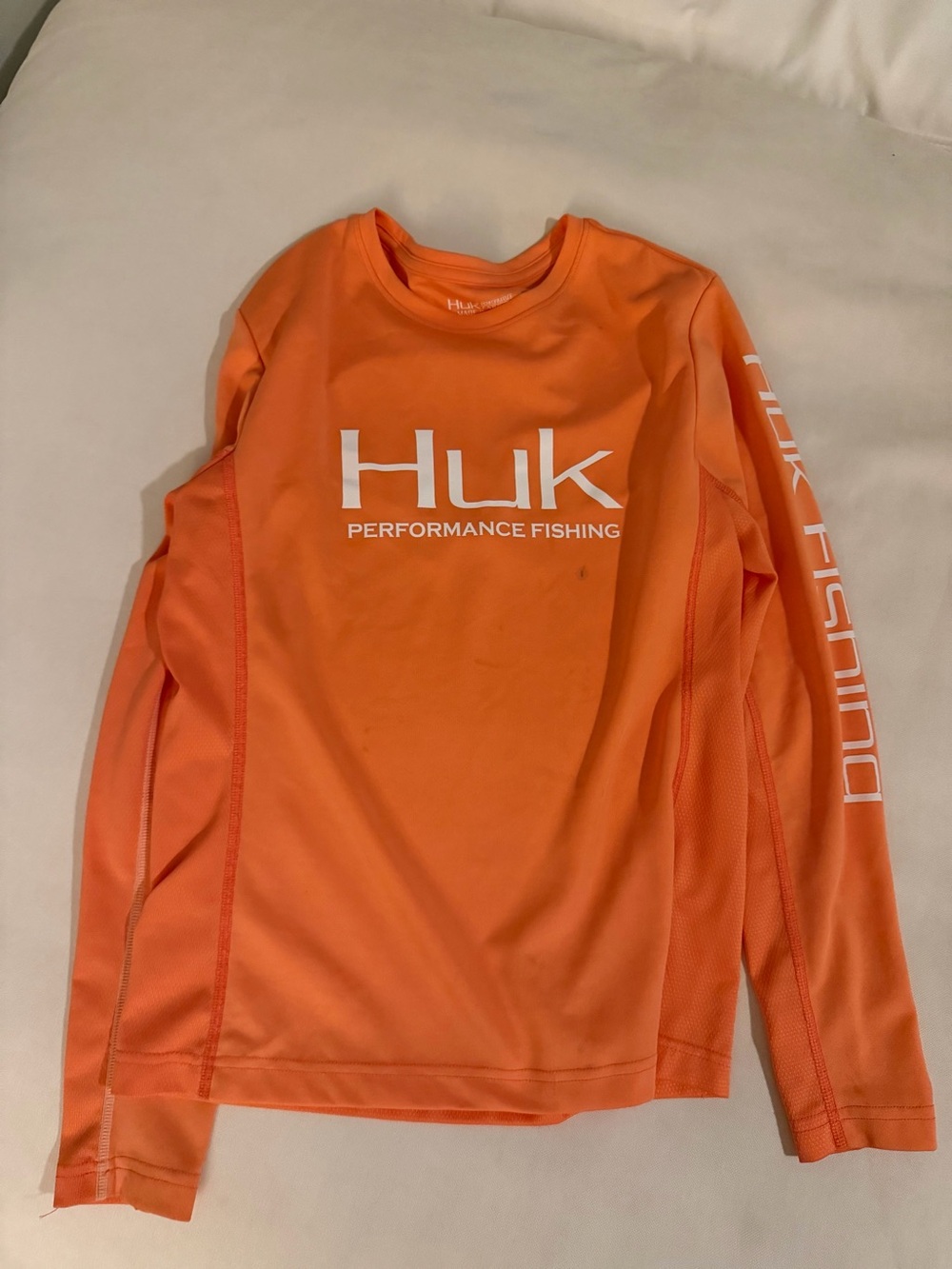 Huk Orange Long-Sleeve Performance Fishing Shirt